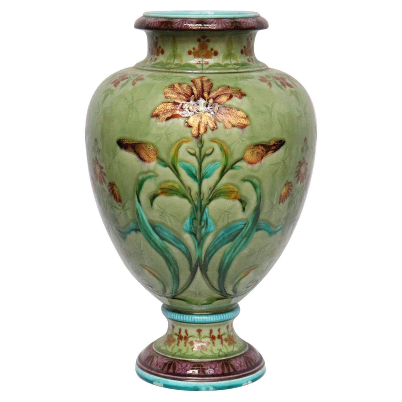 "Iris" a Théodore Deck Enameled Faience Vase, circa 1875