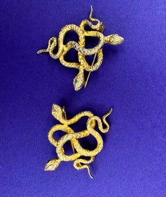 Iris Apfel Estate 2 Personal Snake Serpent Brooch Pin Pair Guaranteed