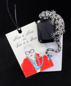 Iris Apfel Estate Personal Emporio Armani Lizard Brooch Pin Black Gemstone