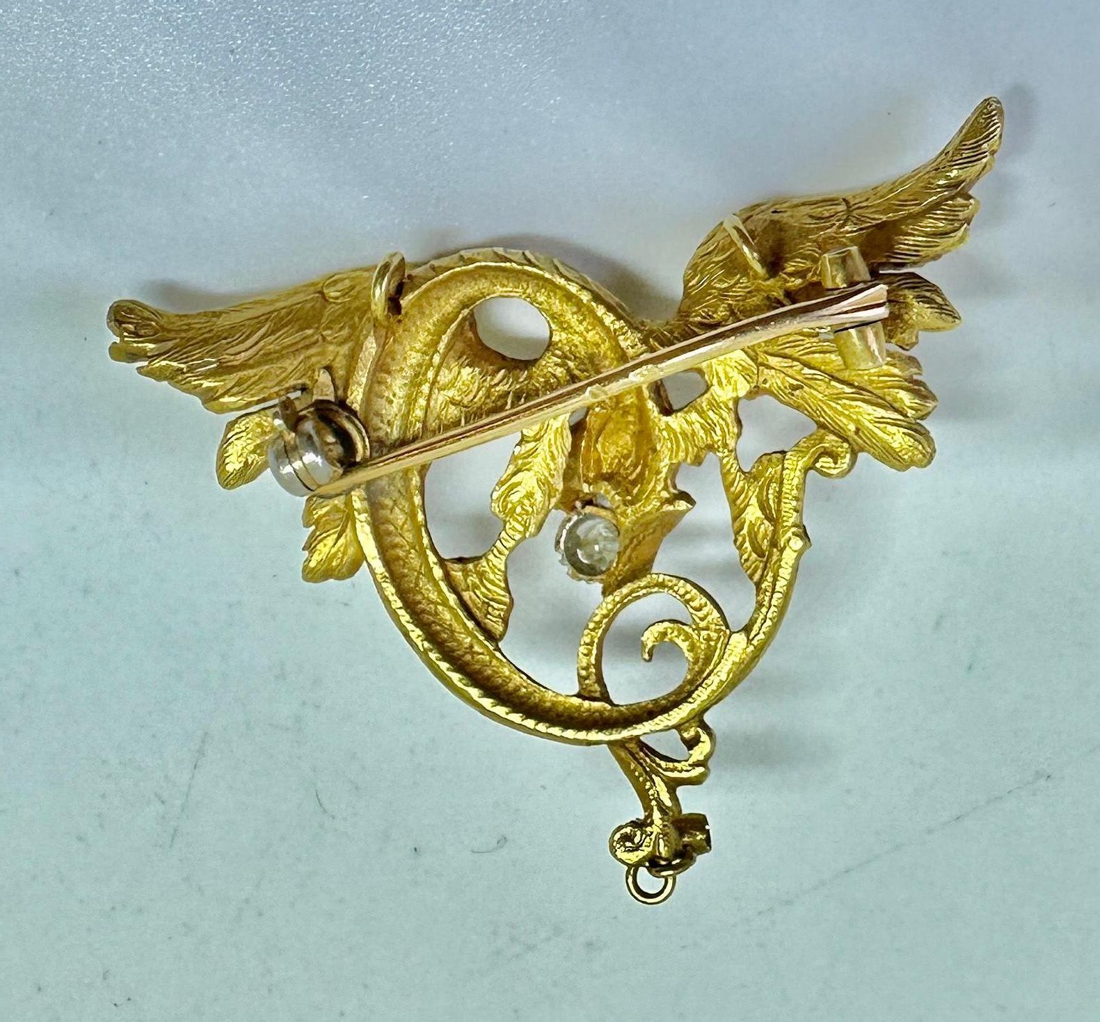 Iris Apfel Estate Personal Griffin Dragon Diamond Pendant Necklace Brooch 18K en venta 4