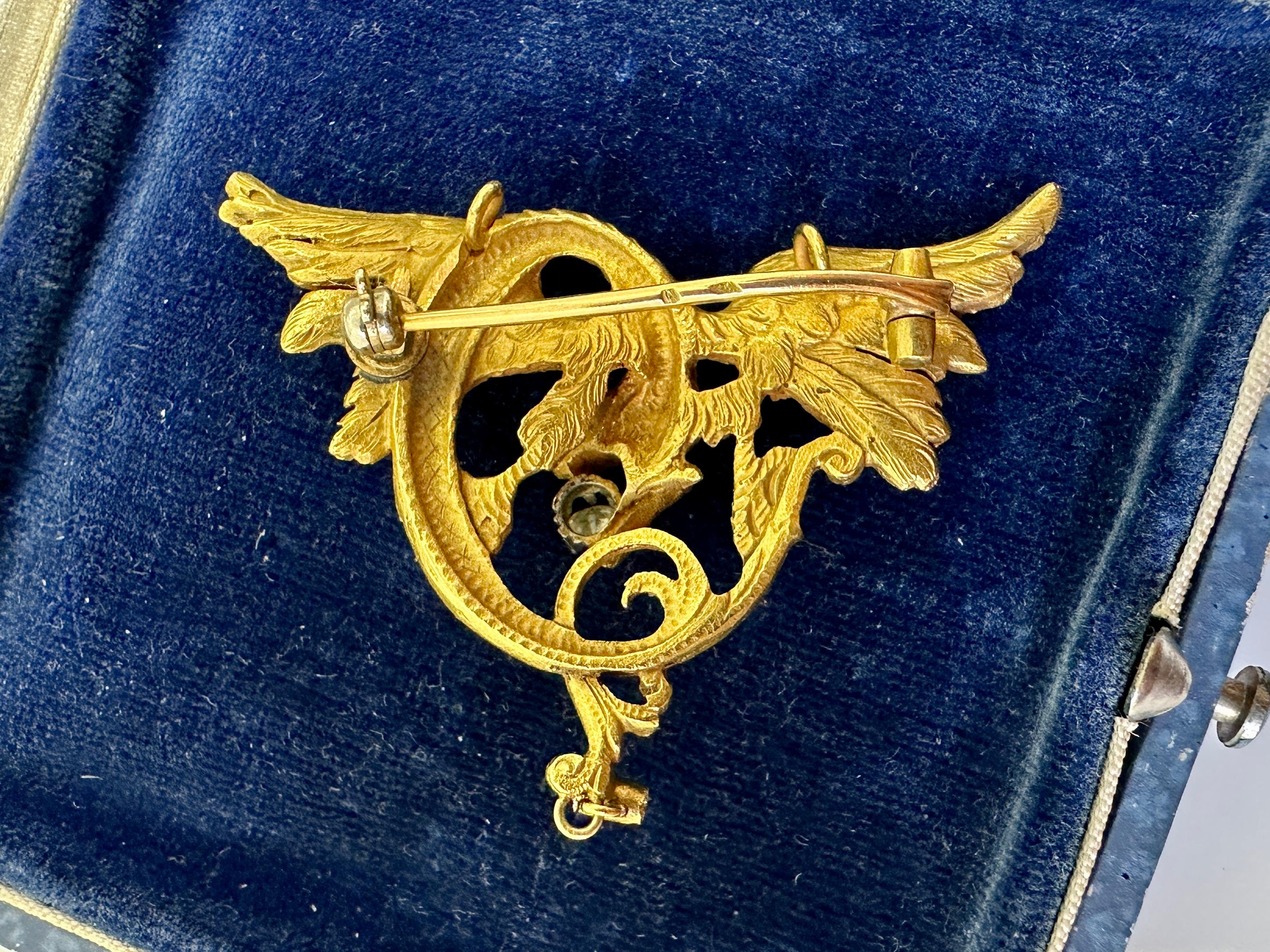 Iris Apfel Estate Personal Griffin Dragon Diamond Pendant Necklace Brooch 18K en venta 7