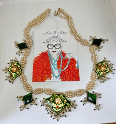 Iris Apfel Estate Personal Indian Necklace Meenakari Enamel Pearl Fringe
