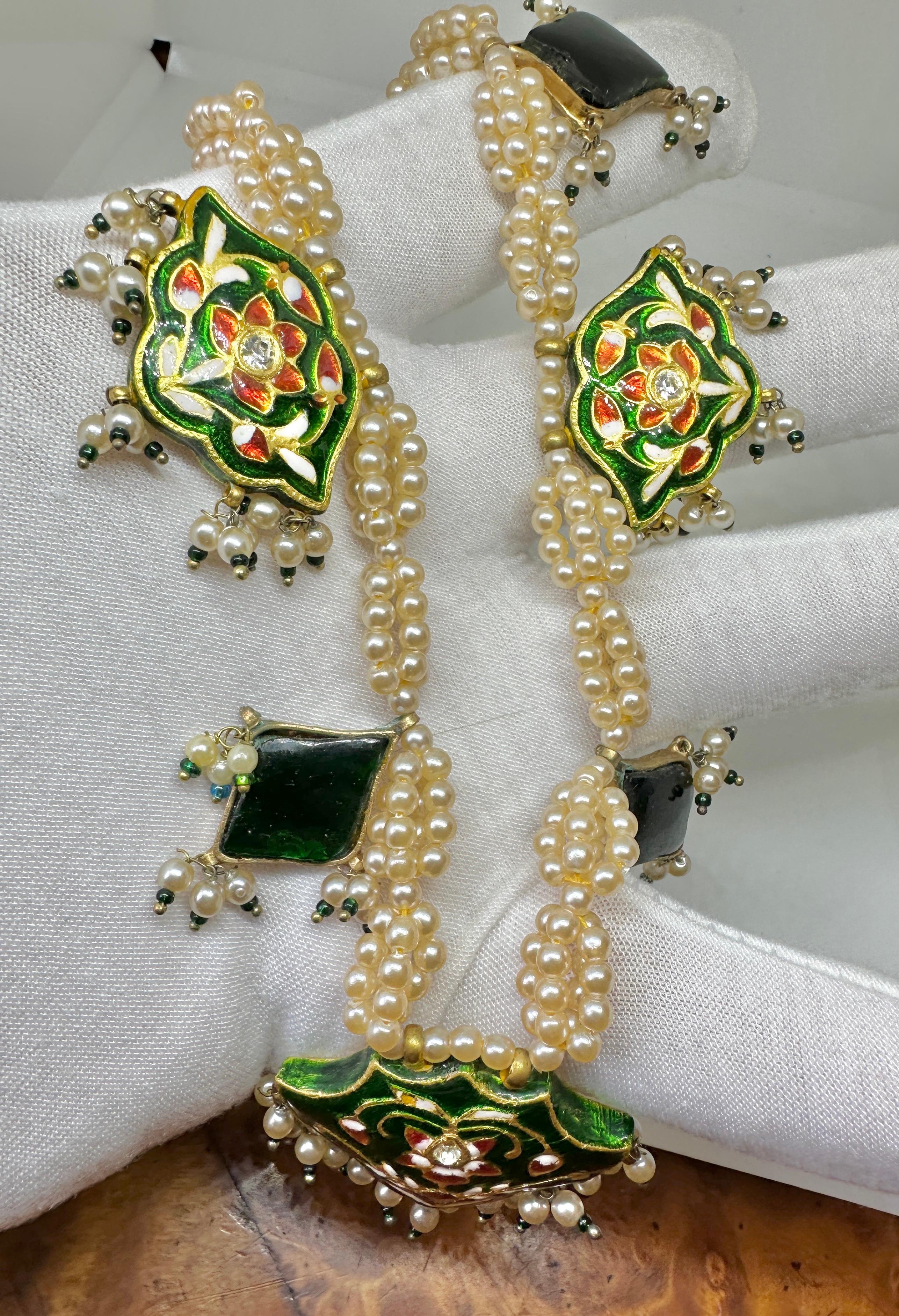 Iris Apfel Estate Collar personal indio Meenakari Esmalte Perla Flecos en venta 2