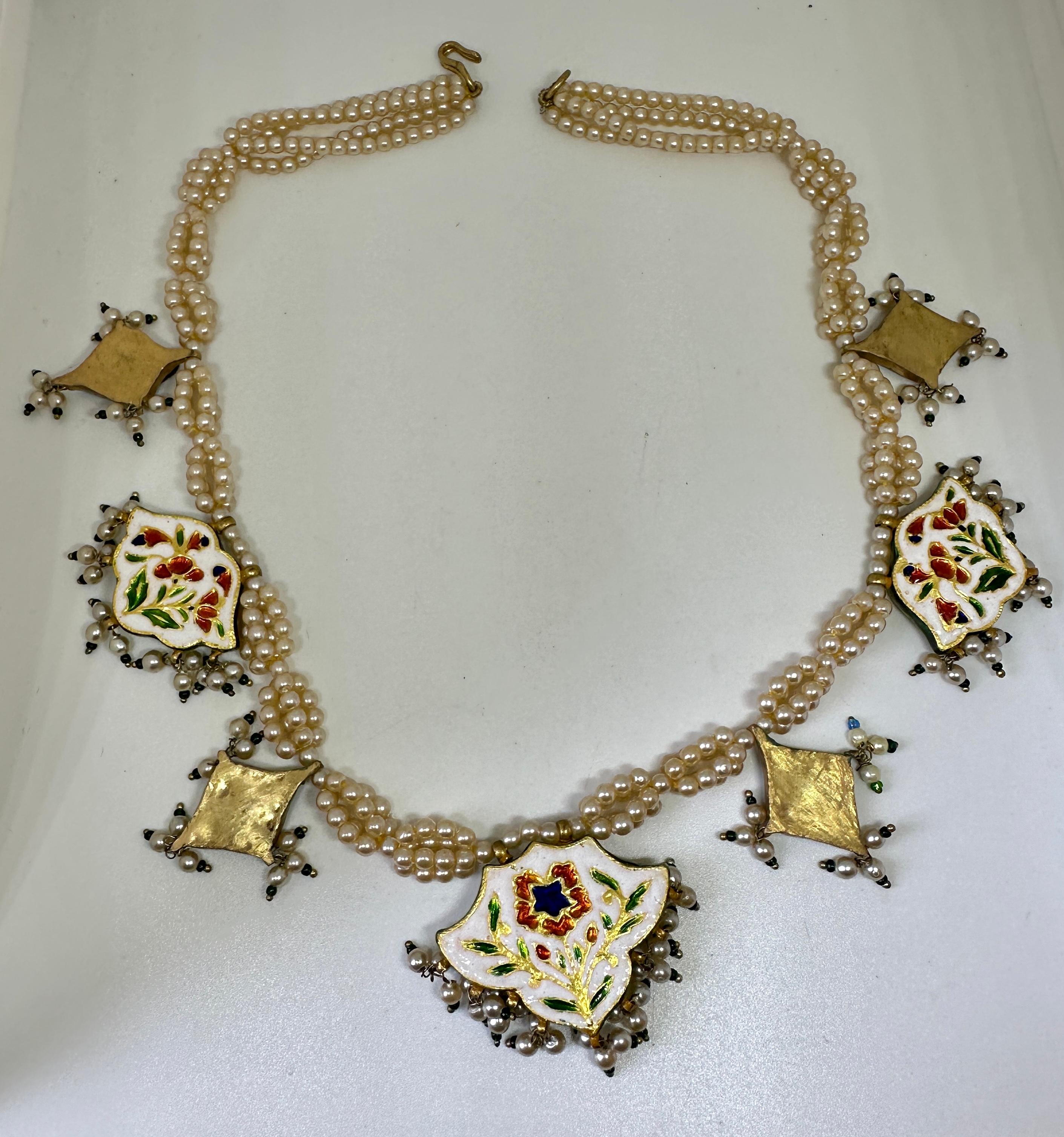 Iris Apfel Estate Collar personal indio Meenakari Esmalte Perla Flecos en venta 3