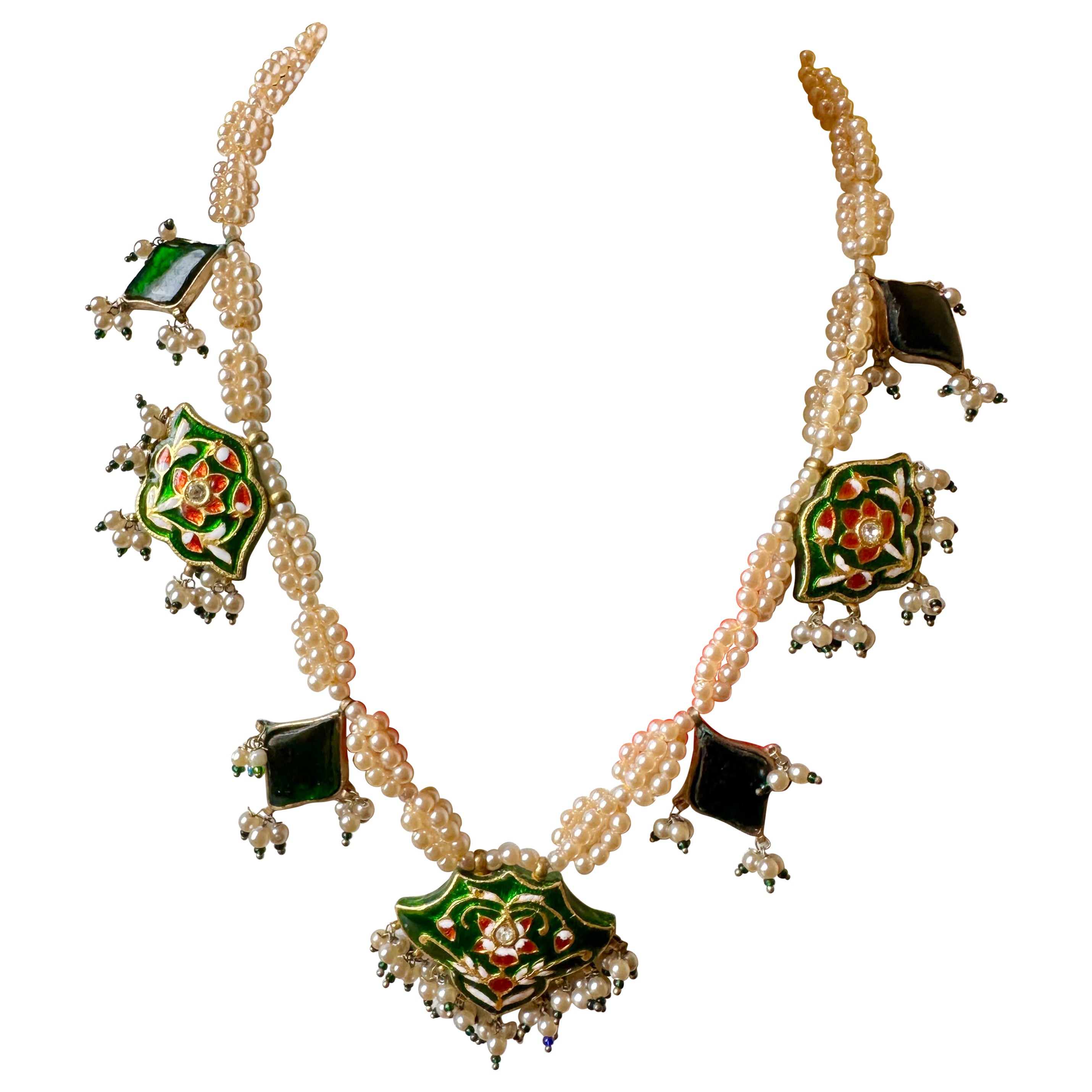 Iris Apfel Estate Collar personal indio Meenakari Esmalte Perla Flecos en venta