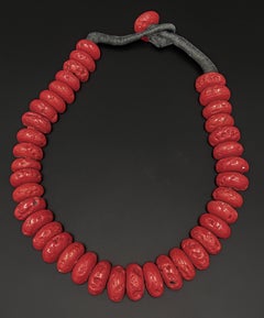 Iris Apfel Estate Personal Monumental Collar de Coral Rojo Tribal 19 Pulgadas