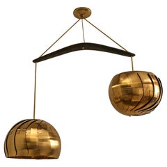 IRIS BALANCE • Modern Brass Chandelier  Two Light Pendant • Sculptural Lighting