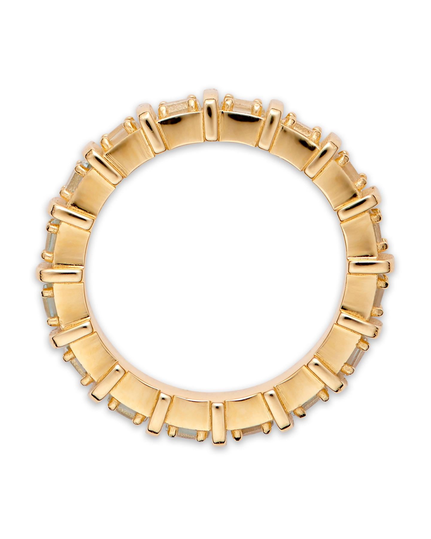 The gold-plated Iris band is set with shimmering blue apatite encased in raised, squared frames. Wear this standout piece solo or stacked.

Details: 
925 Sterling Silver
Plated in 18K Yellow Gold
Weight: 1 oz (7.6g)
Gemstones: Blue