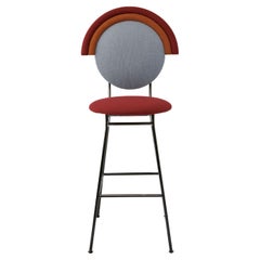 Iris Bar Stool by Merve Kahraman, Blue & Orange Bordeaux Colored Upholstery
