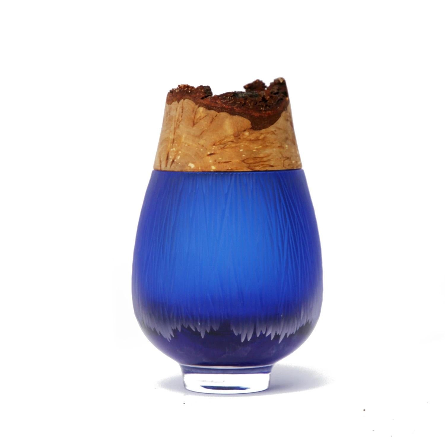 Spun Iris Blue Frida with Fine Cuts Stacking Vessel, Pia Wüstenberg For Sale