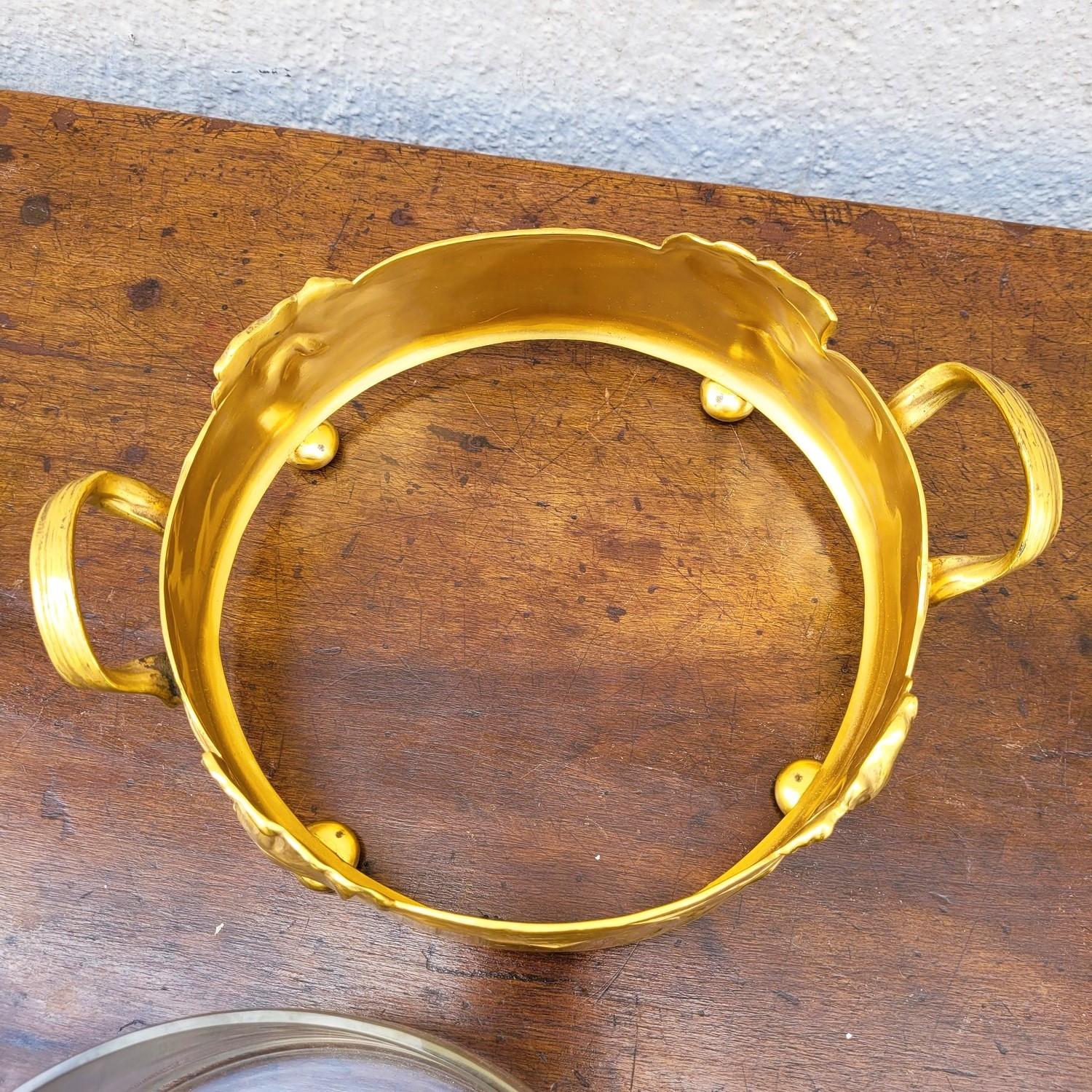 Ciotola Iris, metallo dorato e vetro, Art Nouveau, inizio XX secolo in vendita 8
