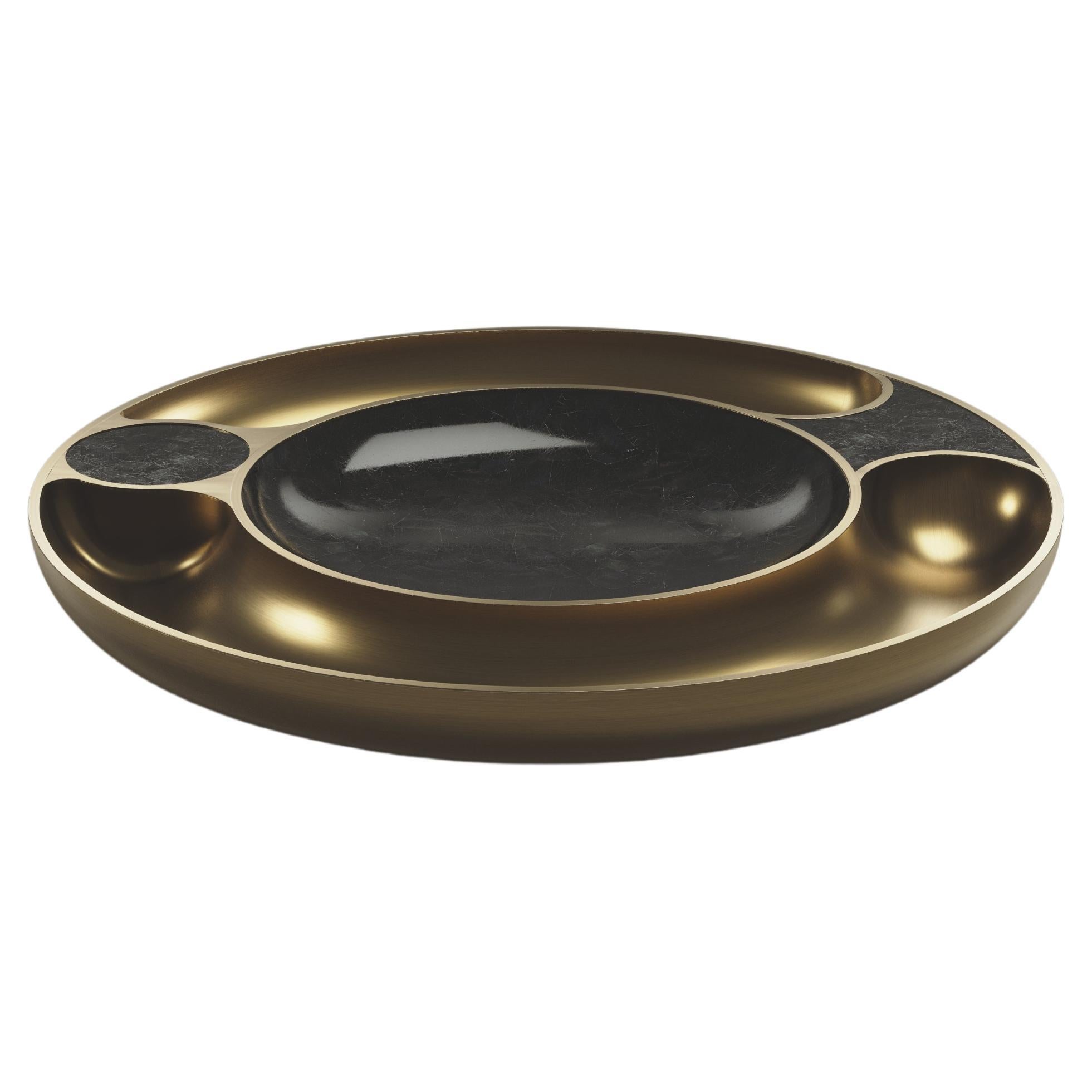Iris Bowl in Black Pen Shell with Bronze-Patina Brass by R&Y Augousti For Sale