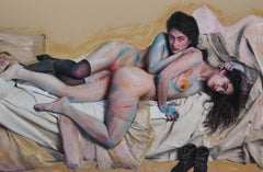 Die Freundinnen und dem Bett - Nude in Body Paint, photographie d'art, 2018