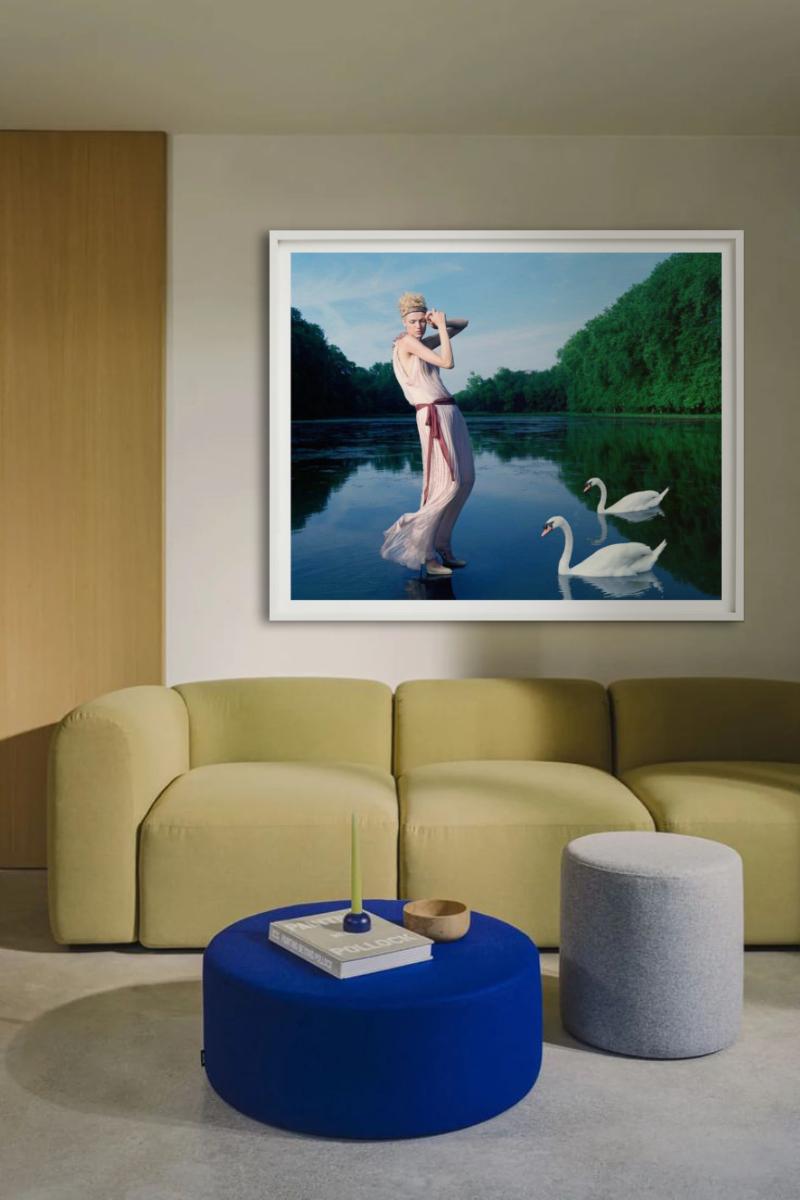Mädchen mit Schwanen für die griechische Vogue – Seeblick, Kunstfotografie 2004 im Angebot 2