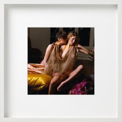 Powder and Tulle - semi nude with fabrics, fine art photography, 2000
