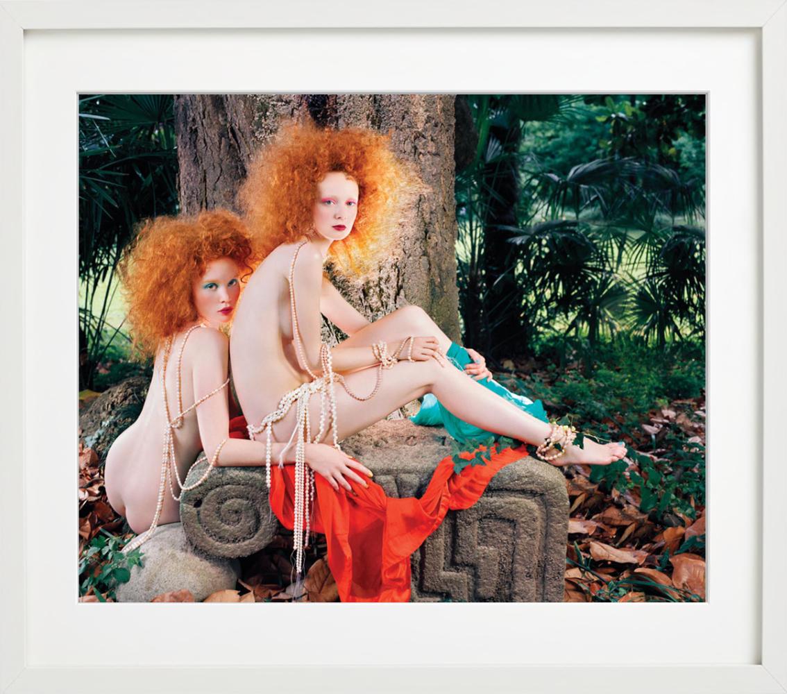 Red Hair #1 - nude double portrait with pearls, fine art photography, 2004 - Photograph by Iris Brosch