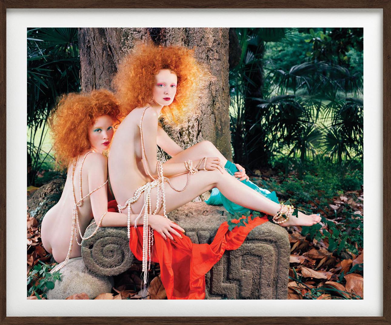 Red Hair #1 - nude double portrait with pearls, fine art photography, 2004 - Brown Nude Photograph by Iris Brosch