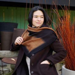 Iris Brown Cashmere Merino Soft Handwoven Modern Artisanal Scarf
