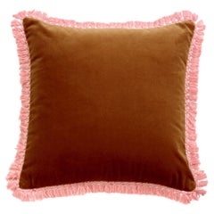 Cojín Decorativo de Terciopelo Marrón con Flecos IRIS Deluxe