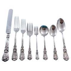 Vintage Iris by Durgin Sterling Silver Flatware Set Service Art Nouveau 98 Pieces Dinner