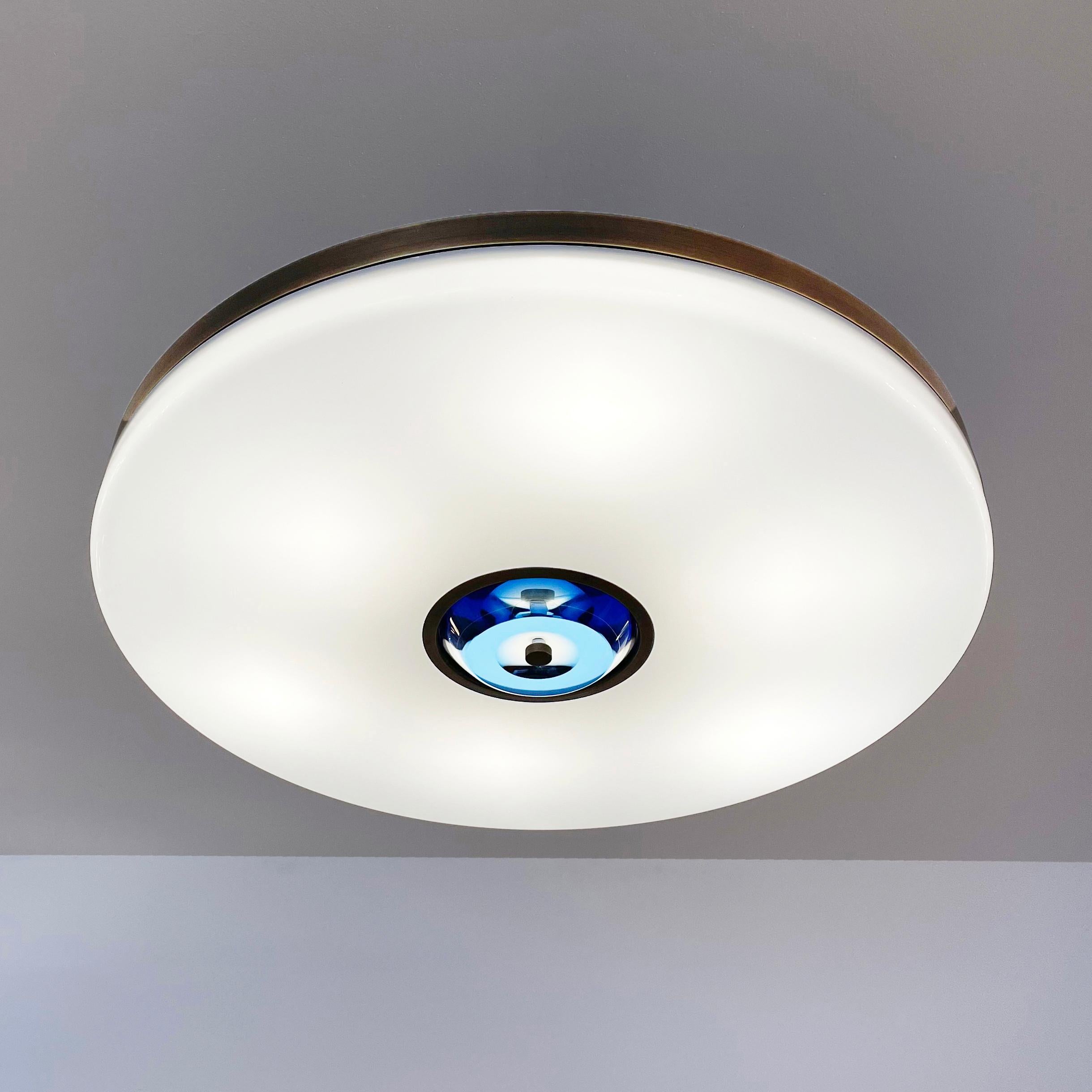Modern Iris Ceiling Light by Gaspare Asaro-Blue Glass Version For Sale
