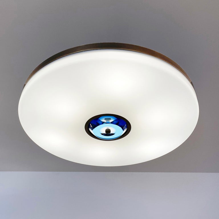 Contemporary Iris Ceiling Light by Form A-Turquoise Glass Version For Sale