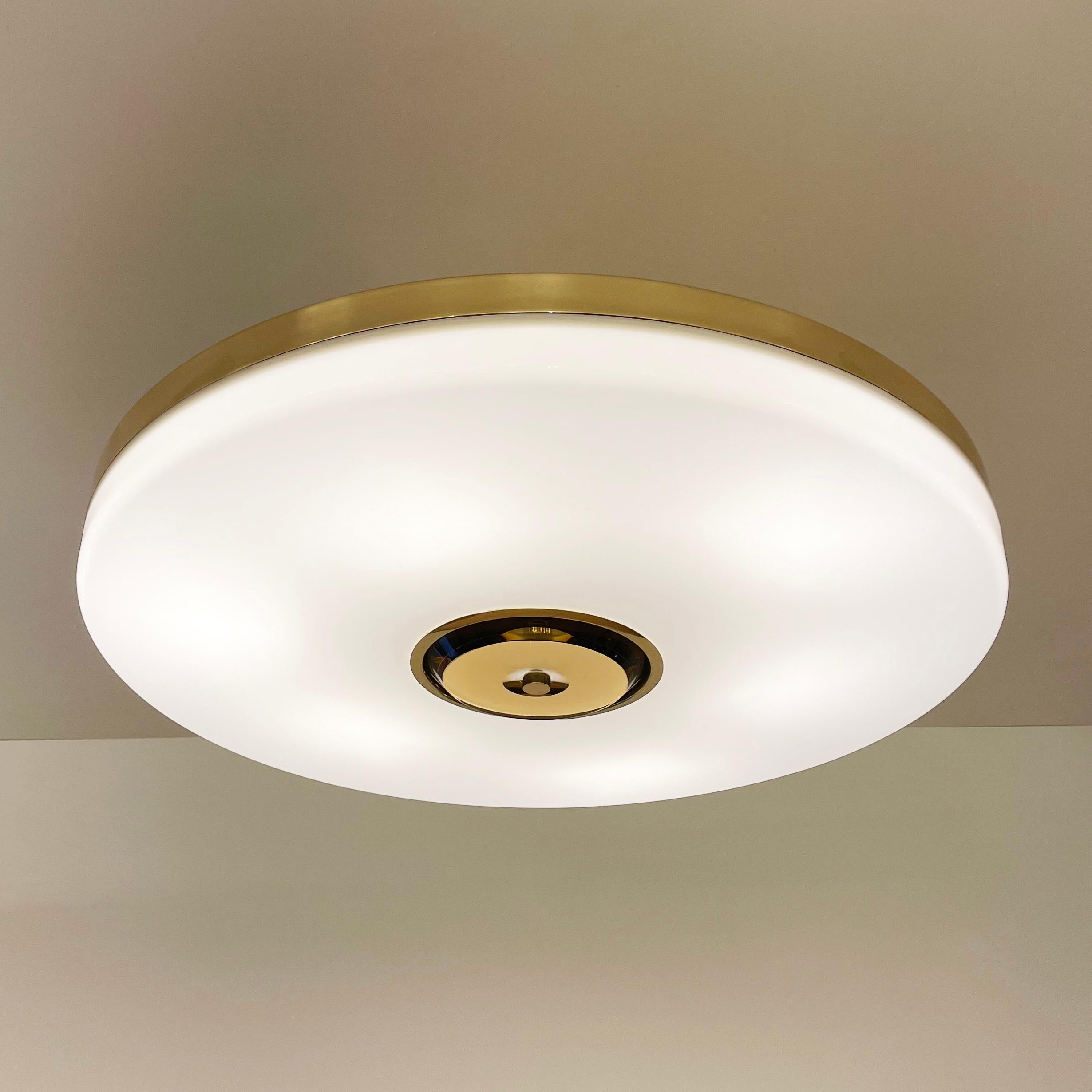 Brass Iris Ceiling Light by Gaspare Asaro - Polished Nickel Finish For Sale