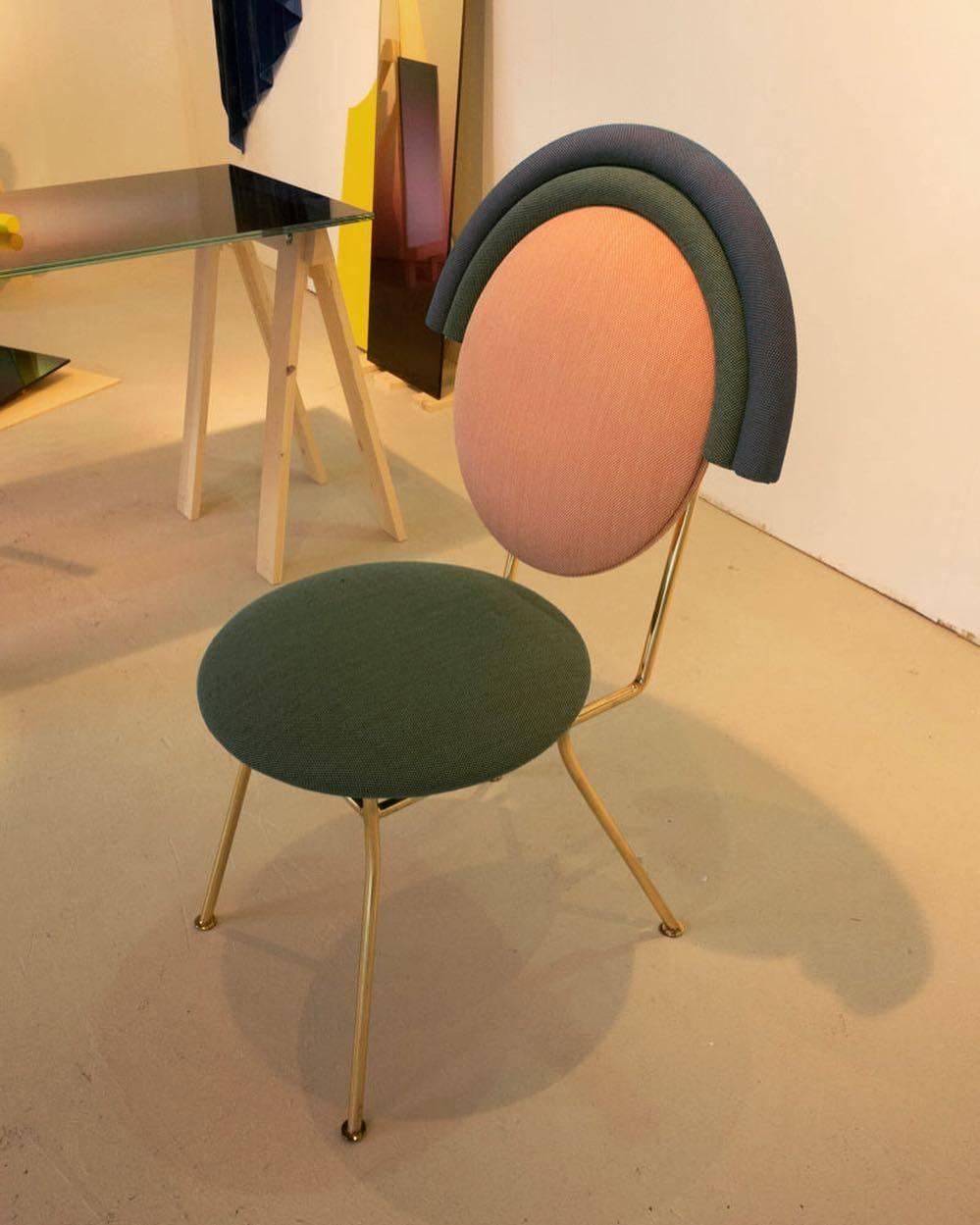 Iris Chair in Kvadrat Fabric and Brass  For Sale 2