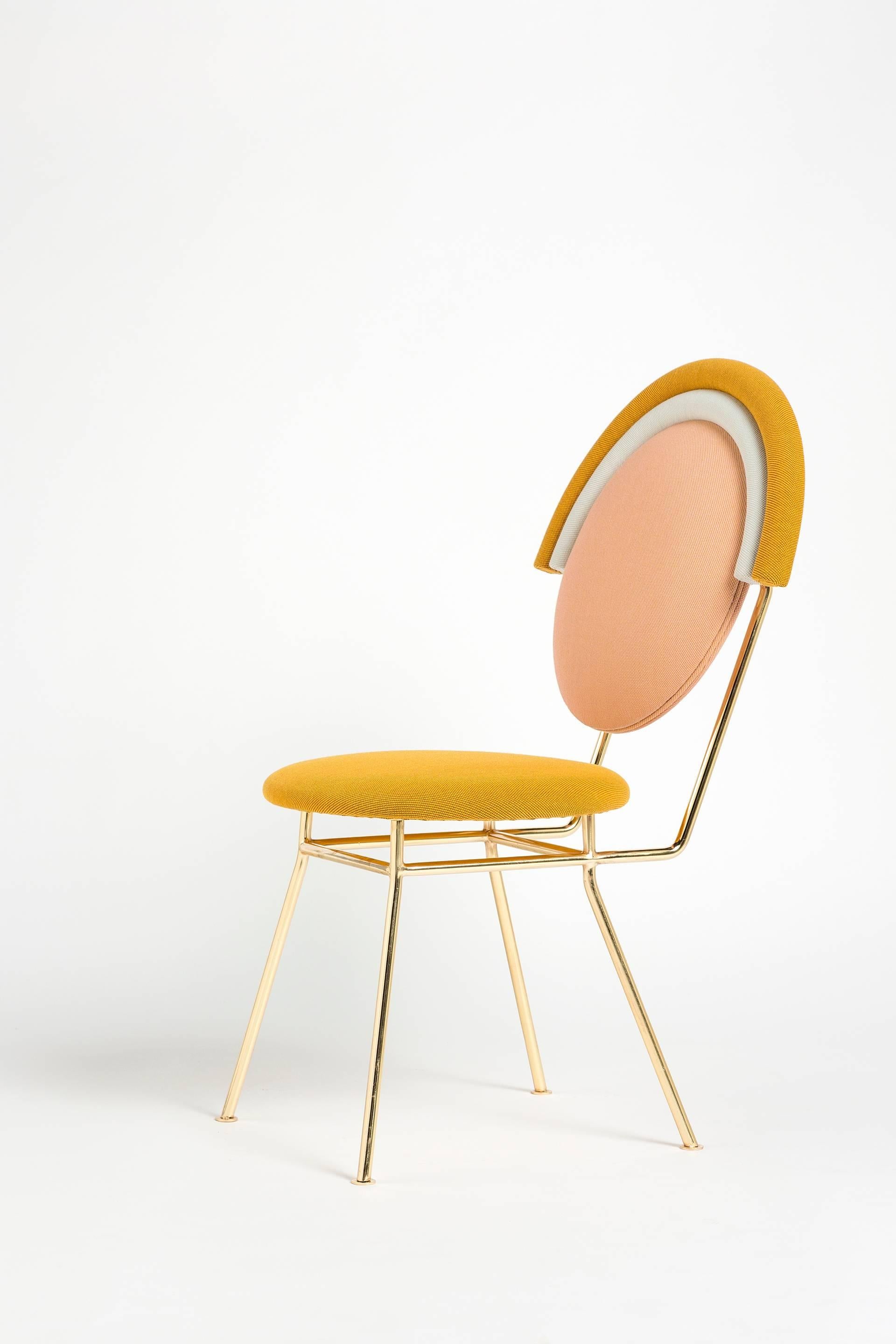 Contemporary Iris Chair with Brass Finished Legs by Merve Kahraman For Sale