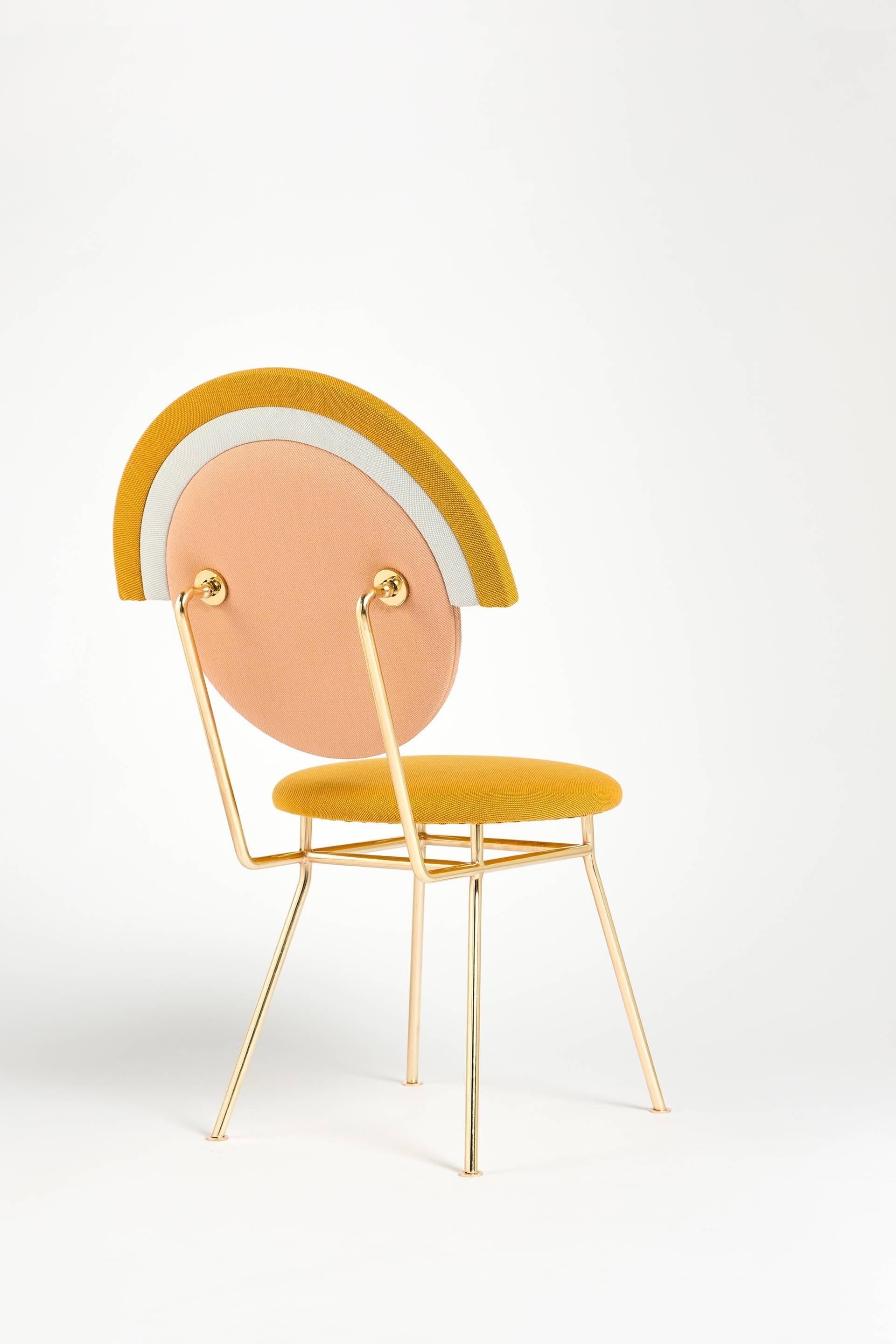 Turkish Iris Chair with Brass Finished Legs by Merve Kahraman For Sale