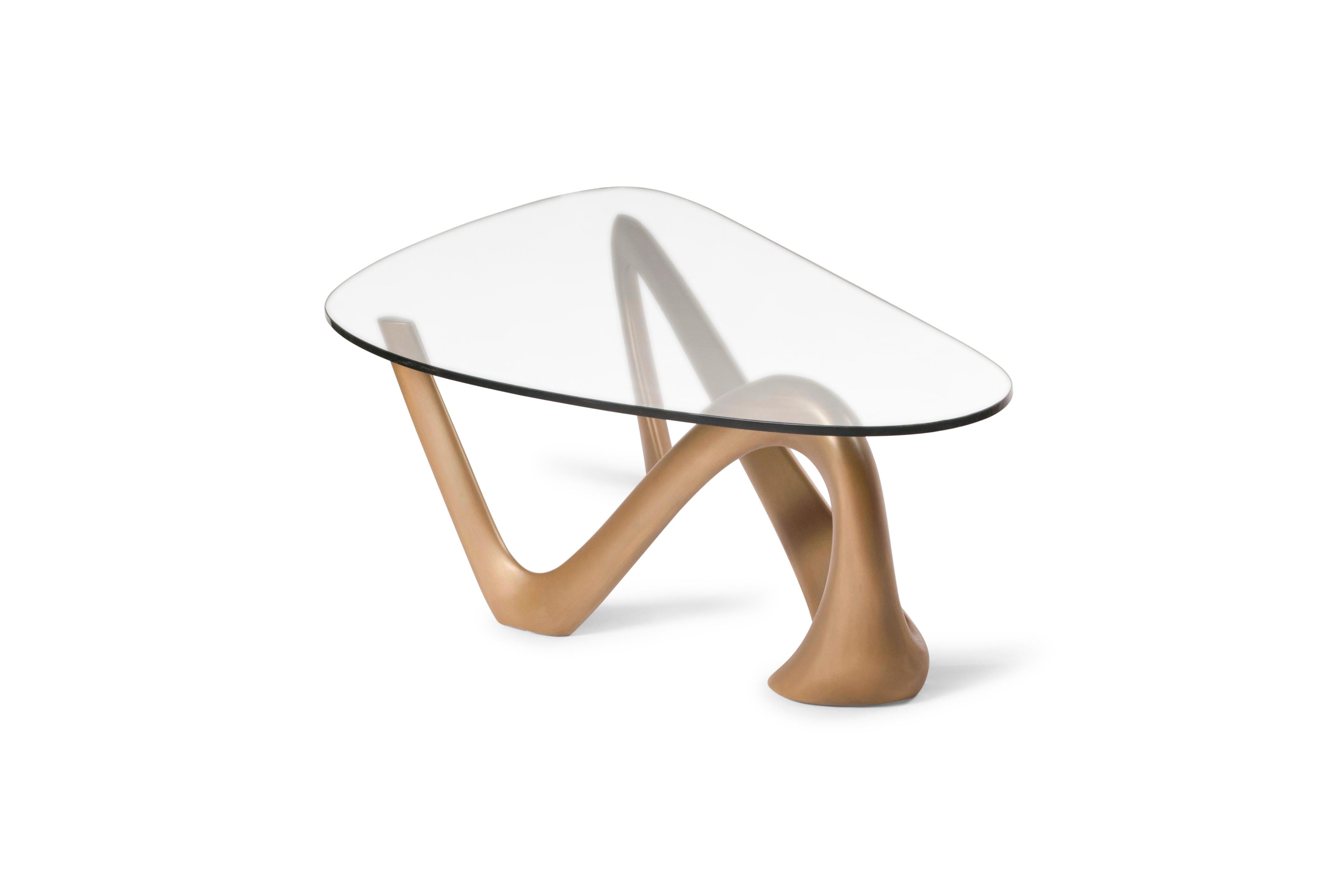 Modern Amorph Iris Coffee Table, Gold Finish, 55 inch L 
