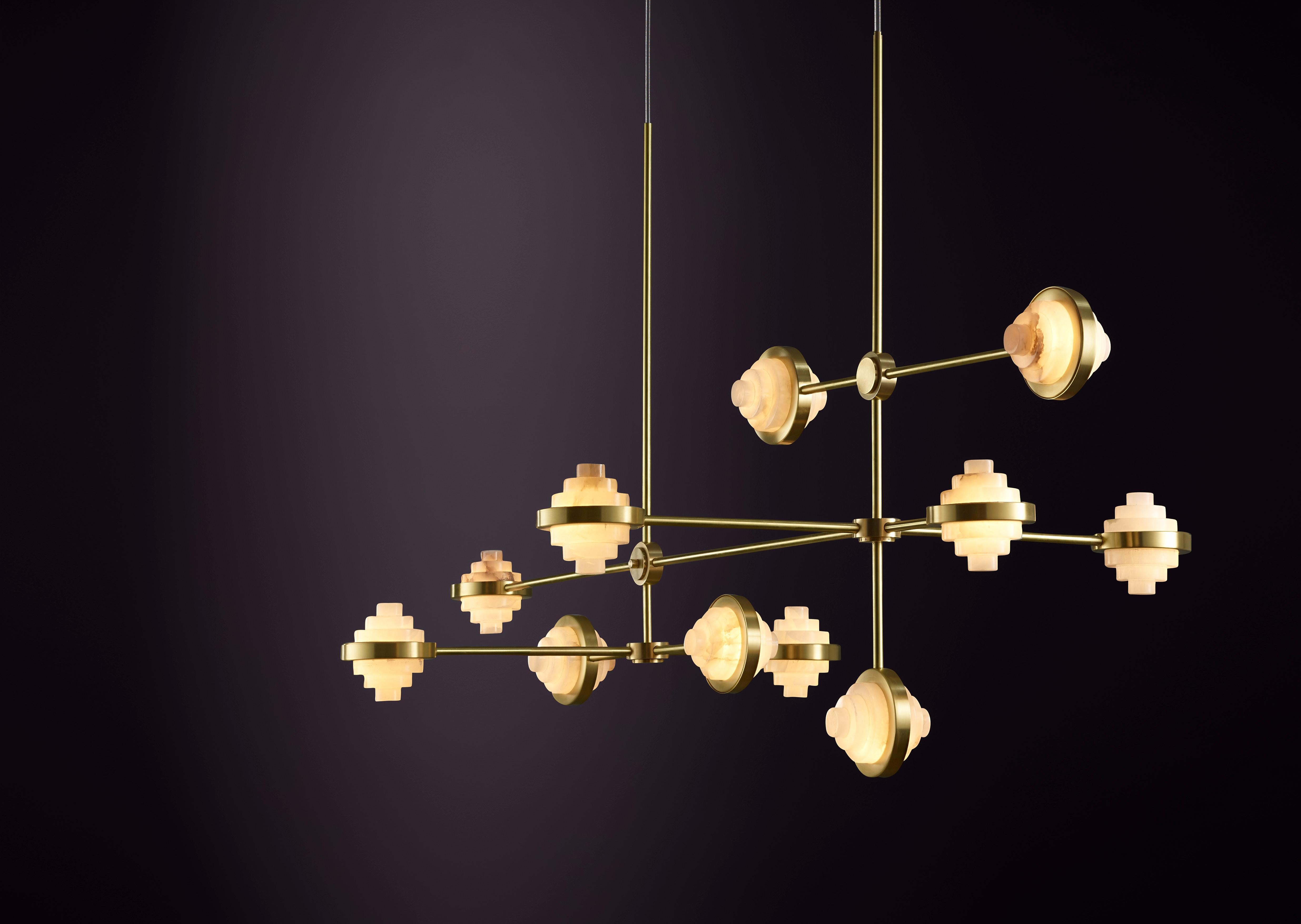 Lámpara colgante Iris Complex Array de latón y alabastro de Christopher Boots en Nuevo estado para la venta en Geneve, CH