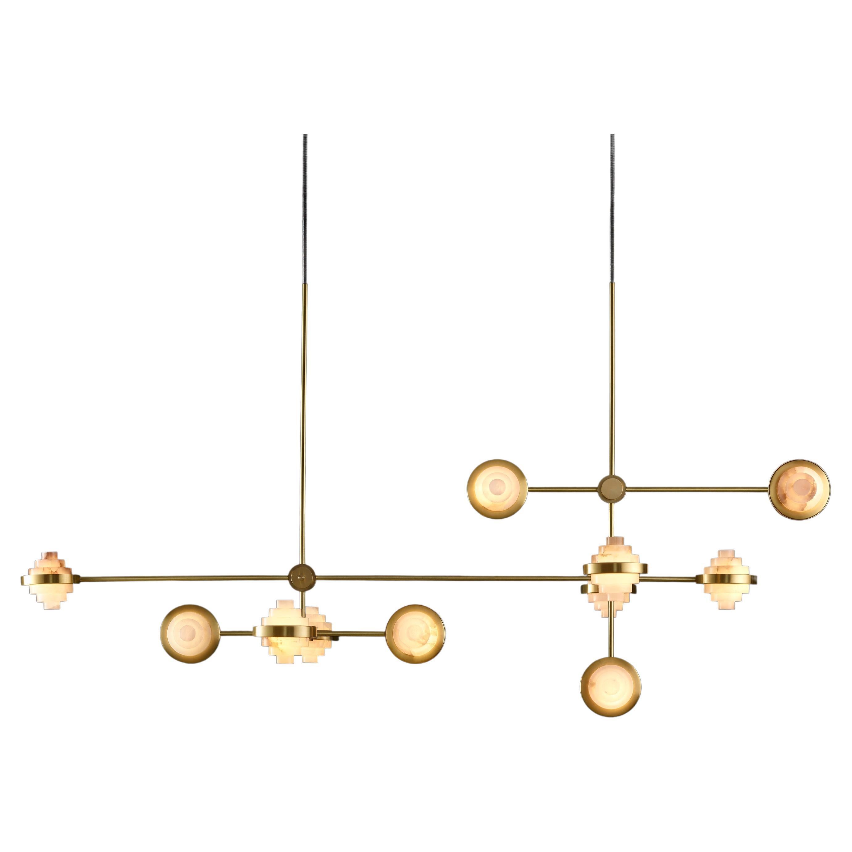 Iris Complex Array Brass and Alabaster Pendant Light by Christopher Boots