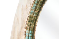 Iris Contemporary modern Art Sculpture wall Mirror, green bronze Silvered Glass