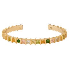 Gold Bracelet with Natural Multicolor Gemstones - Size XS