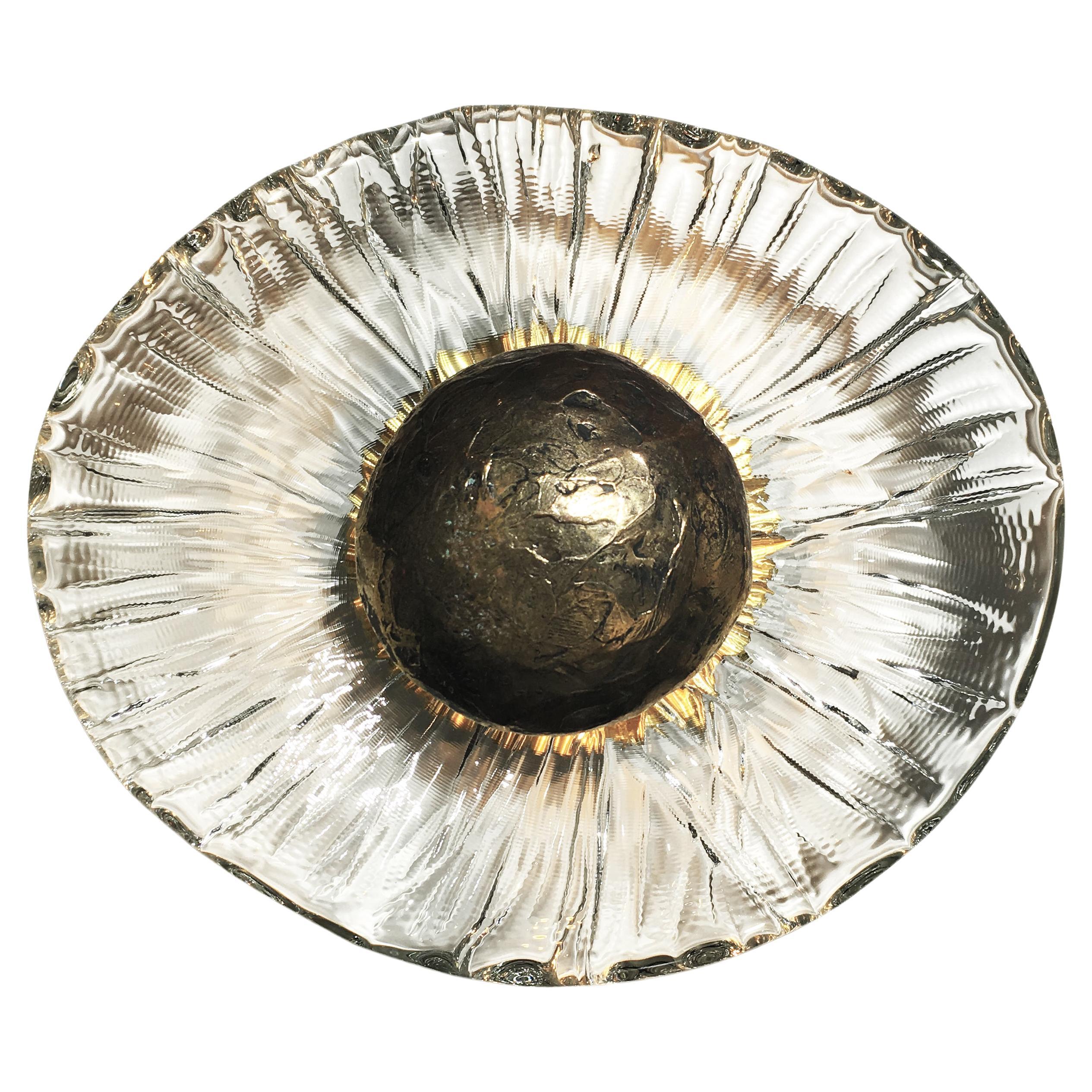 Iris Flush Mount 13.5", Hand Blown Glass -Made to Order For Sale