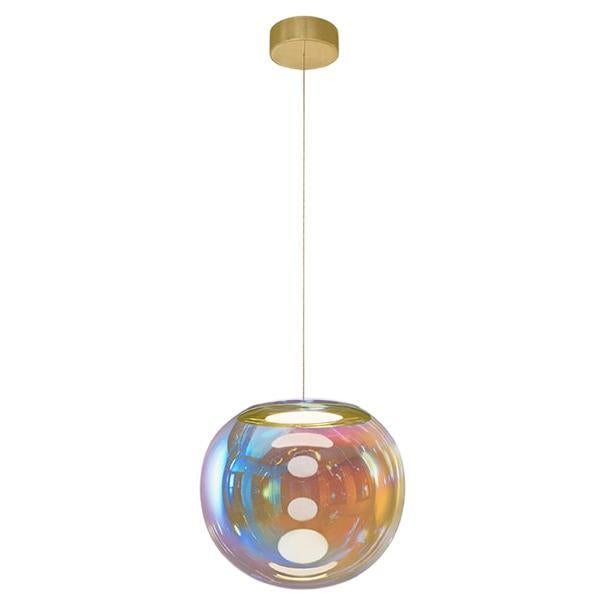 Lampe à suspension Iris Globe 25 cm en laiton bleu orangé,  Sebastian Scherer Neo/Craft en vente