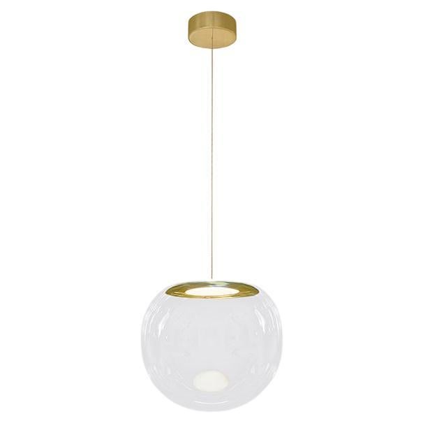  Iris Globe Pendant Lamp 25 cm Clear Brass, Sebastian Scherer NEO/CRAFT For Sale