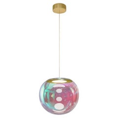 Lampe à suspension Iris Globe 25 cm en laiton Cyan Magenta,  Sebastian Scherer Neo/Craft