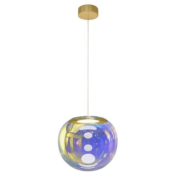 Iris Globe Pendant Lamp 25 cm Gold Indigo Brass,  Sebastian Scherer NEO/CRAFT For Sale