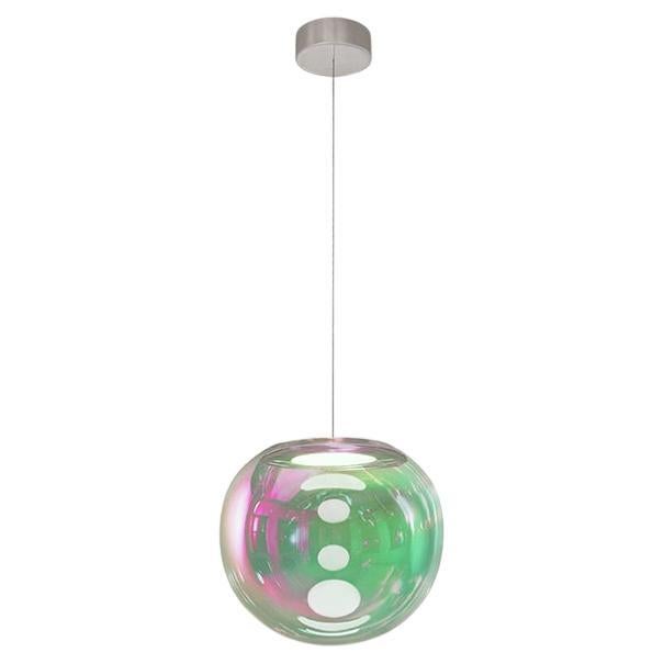 Iris Globe Pendant Lamp 25 cm Pink Green Steel,  Sebastian Scherer NEO/CRAFT For Sale