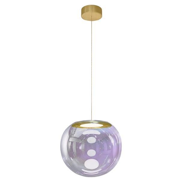 Iris Globe Pendant Lamp 25 cm Silver Lilac Brass,  Sebastian Scherer NEO/CRAFT For Sale
