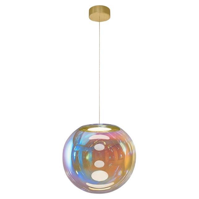Lampe à suspension Iris Globe 30 cm en laiton bleu orangé,  Sebastian Scherer Neo/Craft