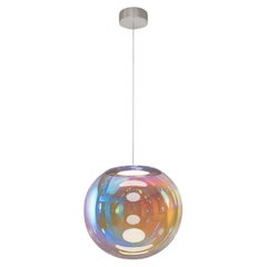 Lampe à suspension Iris Globe 30 cm en acier bleu orangé,  Sebastian Scherer Neo/Craft