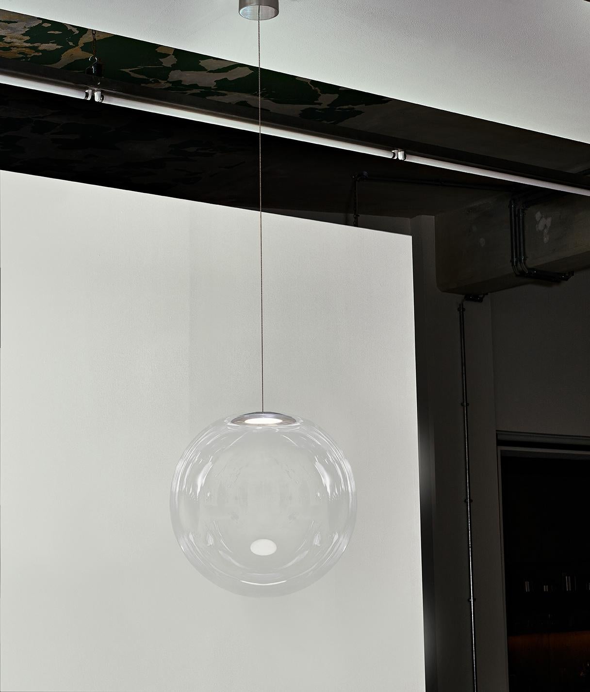 German  Iris Globe Pendant Lamp 30 cm Clear Steel, Sebastian Scherer NEO/CRAFT For Sale