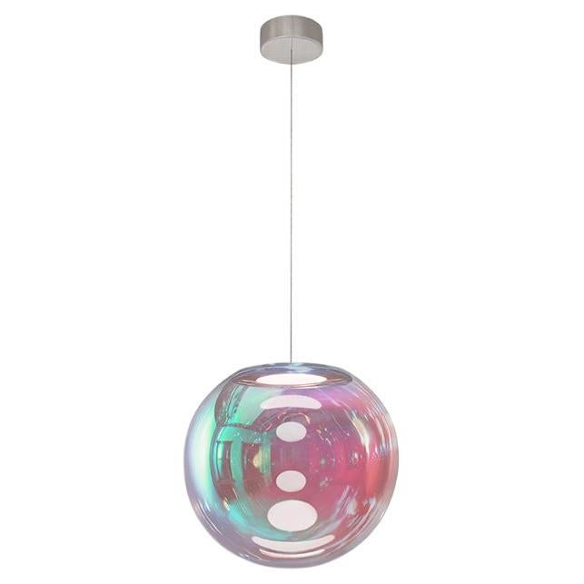 Lampe à suspension Iris Globe 30 cm en acier Cyan Magenta,  Sebastian Scherer Neo/Craft