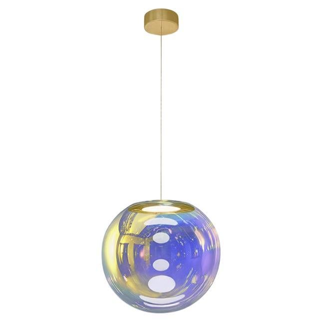 Iris Globe Pendant Lamp 30 cm Gold Indigo Brass,  Sebastian Scherer NEO/CRAFT For Sale