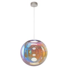 Lampe à suspension Iris Globe 35 cm en acier bleu orangé, Sebastian Scherer NEO/CRAFT