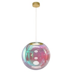 Lampe à suspension Iris Globe 35 cm en laiton Cyan Magenta,  Sebastian Scherer Neo/Craft
