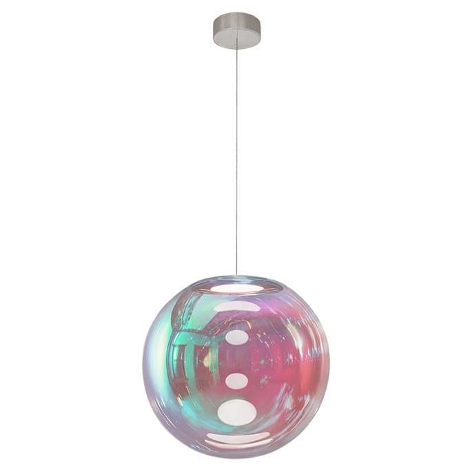Iris Globe Pendant Lamp 35 cm Cyan Magenta Steel,  Sebastian Scherer NEO/CRAFT